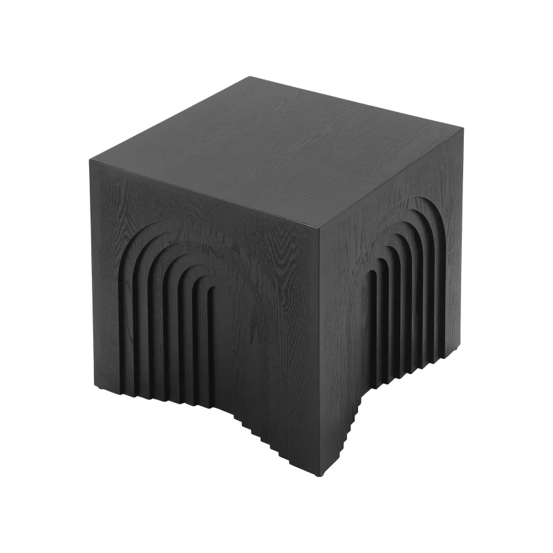Wooden End Table with Spacious Top and Rubber Pads, No-Assembly Small Side Table for Small Spaces and Bedroom, 19'' L x 19'' W x 19'' H, Black