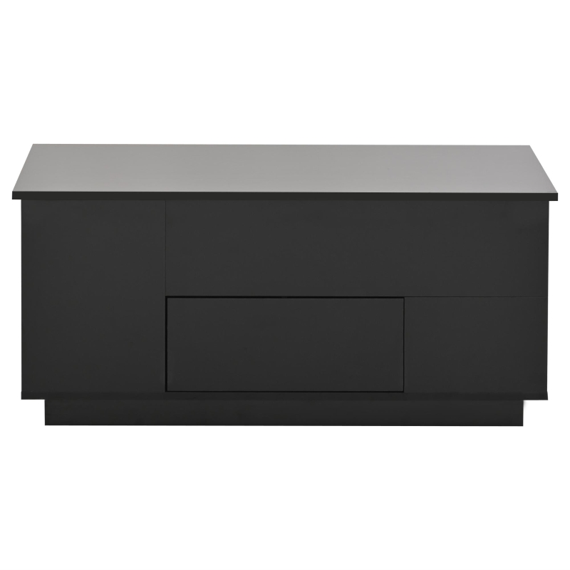 4-in-1 Coffee Table with Height-Adjustable Hydraulic Lift, Versatile Center Table with 2 Soft-Close Drawers, 39.5" L x 19.5" W x 23" H, Black
