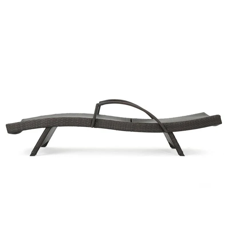 Set of 2 PE Rattan Chaise Lounge with Weather-Resistant Loungers, Adjustable Poolside Recliners with Folding Legs, 78.5'' L x 31'' W x 20.5'' H, Brown Multi