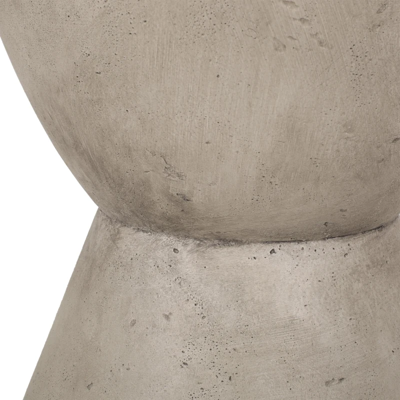 Outdoor Side Table with Highly Durable Structure, Lightweight Accent Table with Concrete Construction, 15'' L x 15'' W x 19'' H, Light Grey
