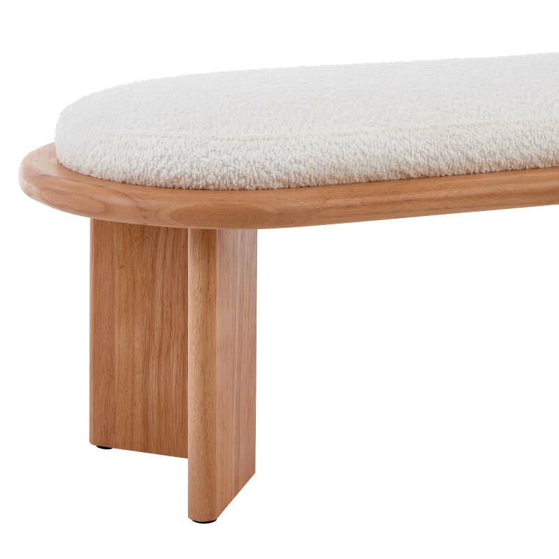 Solid Wood End-of-Bed Bench with High-Resilience Foam, Space-Saving Hallway Seating with Solid Wood Frame, 47'' L x 17.5'' W x 17'' H, Natural Wood