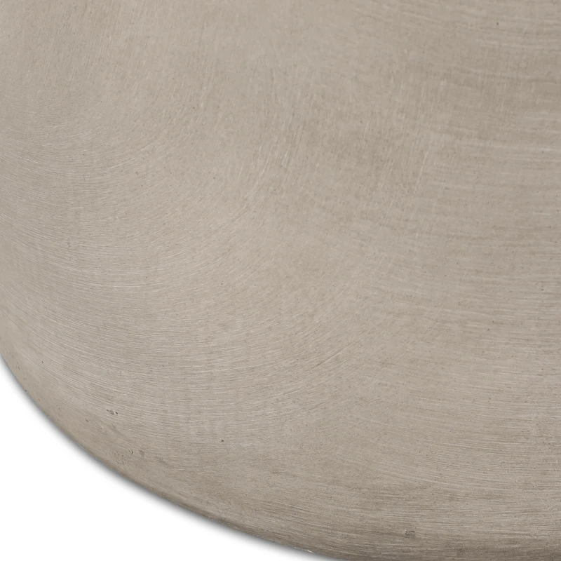 Outdoor Round Side Table with Lightweight Concrete, Patio Accent Table with Durable Smooth Finish, 15.5'' L x 15.5'' W x 16'' H, Light Grey
