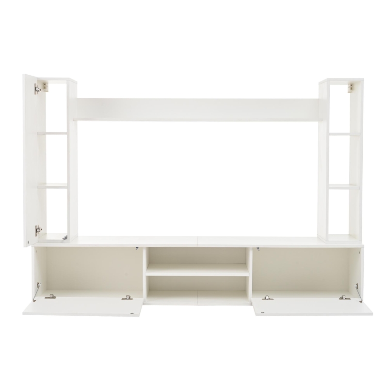 Stylish TV Wall Unit Set for TVs up to 80 Inches with Display Cabinets, Spacious Media TV Cabinet Set with 3 Doors, 71" L x 13.5" W x 48.5" H, White