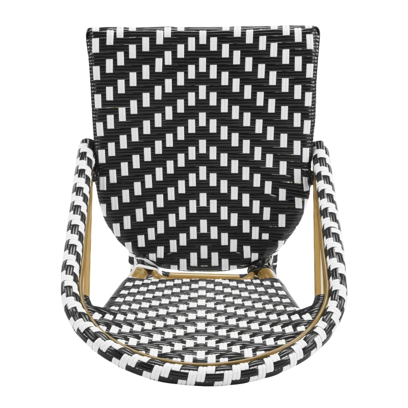 PE Rattan Bar Stools with Rust-Resistant Aluminum Frame, Set of 2 Bar Chairs with Durable Woven Wicker, 18'' L x 24.5'' W x 45.5'' H, White+Black