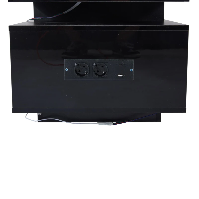 High Gloss Coffee Table with App-Controlled LED Light Strip, Functional Center Table with 2 Soft-Close Acrylic Cabinets, 39.5" L x 19.5" W x 17" H, Black