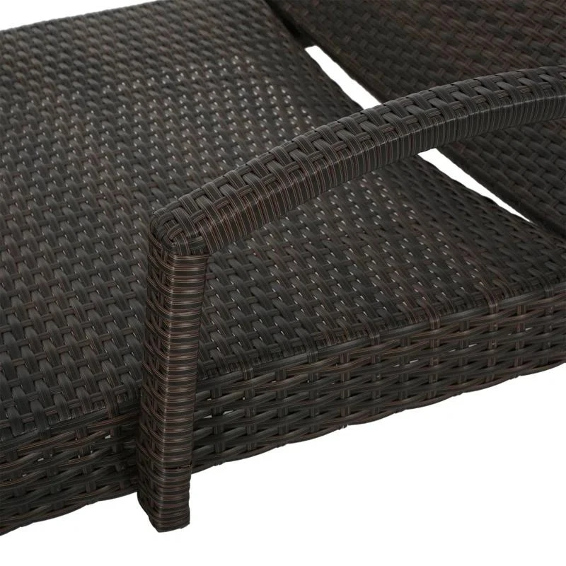 Set of 2 PE Rattan Chaise Lounge with Weather-Resistant Loungers, Adjustable Poolside Recliners with Folding Legs, 78.5'' L x 31'' W x 20.5'' H, Brown Multi