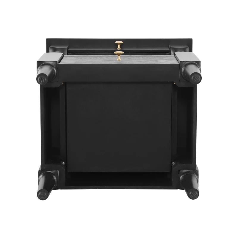 Set of 2 Black Wooden Nightstands with Drawers and Open Shelf, Textured Bedside Tables with Non-Slip Rubber Pads, 19'' L x 15'' W x 22.5'' H, Black