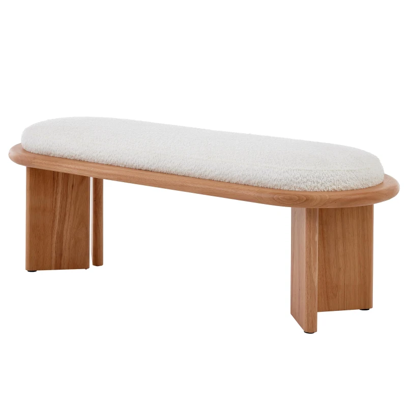 Solid Wood End-of-Bed Bench with High-Resilience Foam, Space-Saving Hallway Seating with Solid Wood Frame, 47'' L x 17.5'' W x 17'' H, Natural Wood