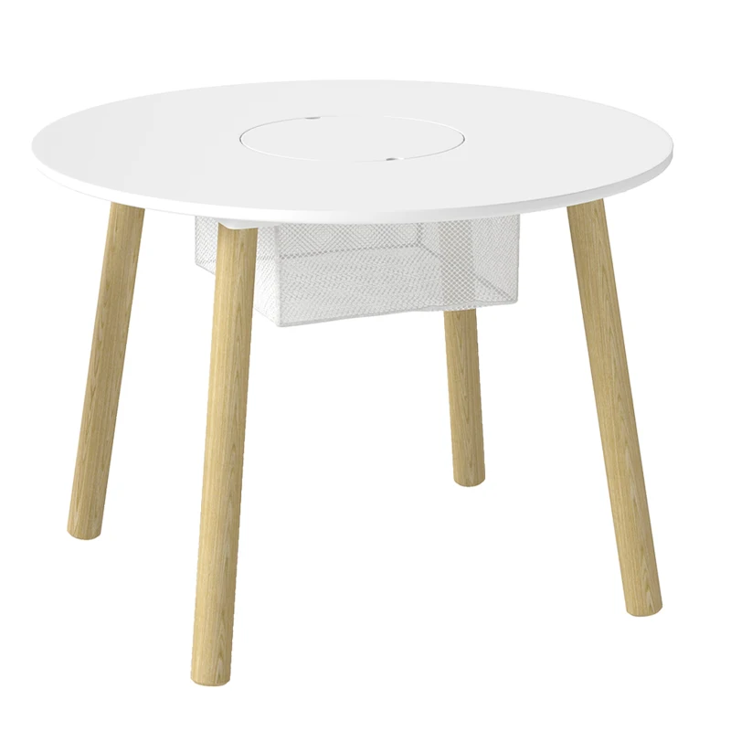 Qaba 3 Pieces Kids Table and Chair Set, Activity Table and Chair Set with Cloud-Shaped Chairs, Mesh Bag
