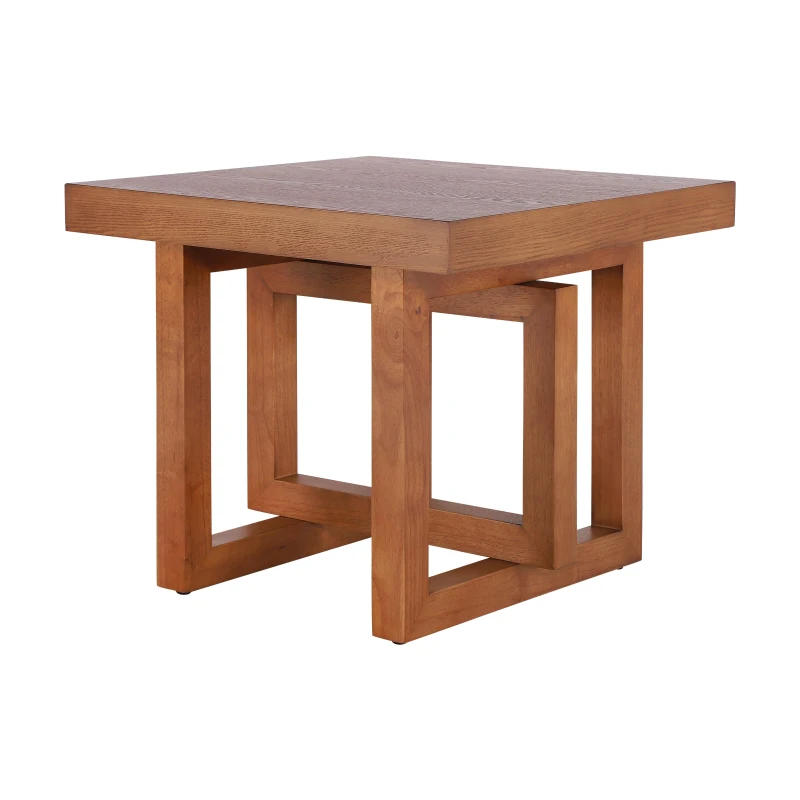 Solid Wood End Table with Sturdy Solid Wood Construction, Bedside Accent Table with Non-Slip Feet, 23.5'' L x 23.5'' W x 20.5'' H, Walnut
