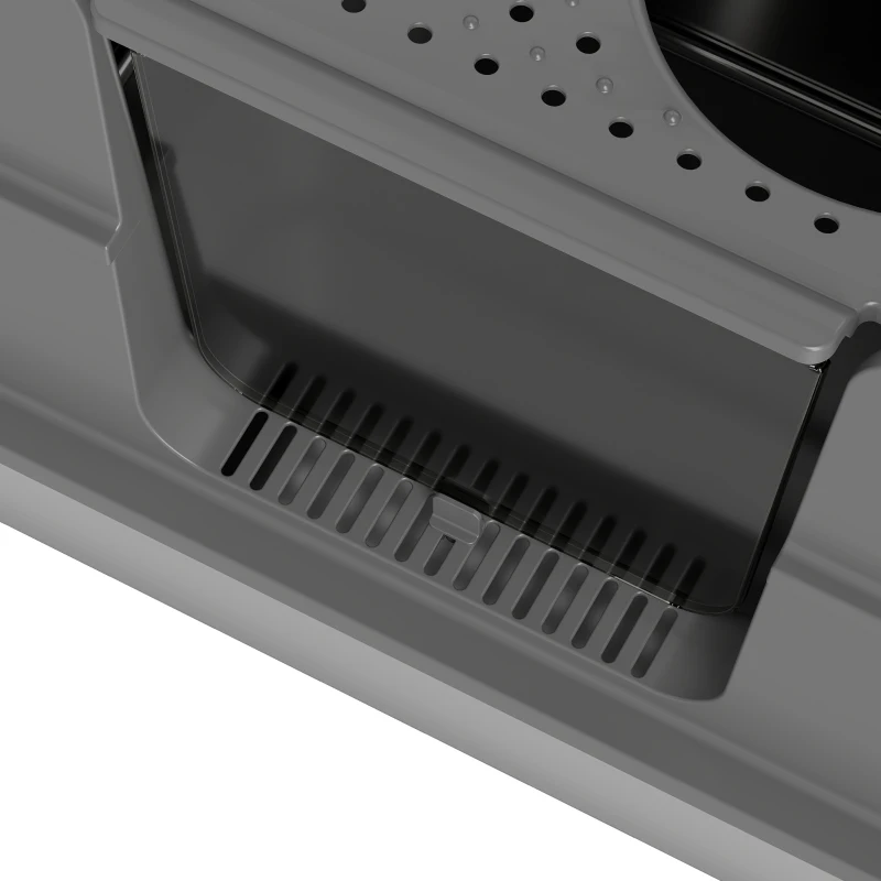 PawHut XL Stainless Steel Litter Box w/ 100° Flip Top, Scoop, Side Top Dual Entry, Odor Free, Easy Cleaning, Anti Leakage