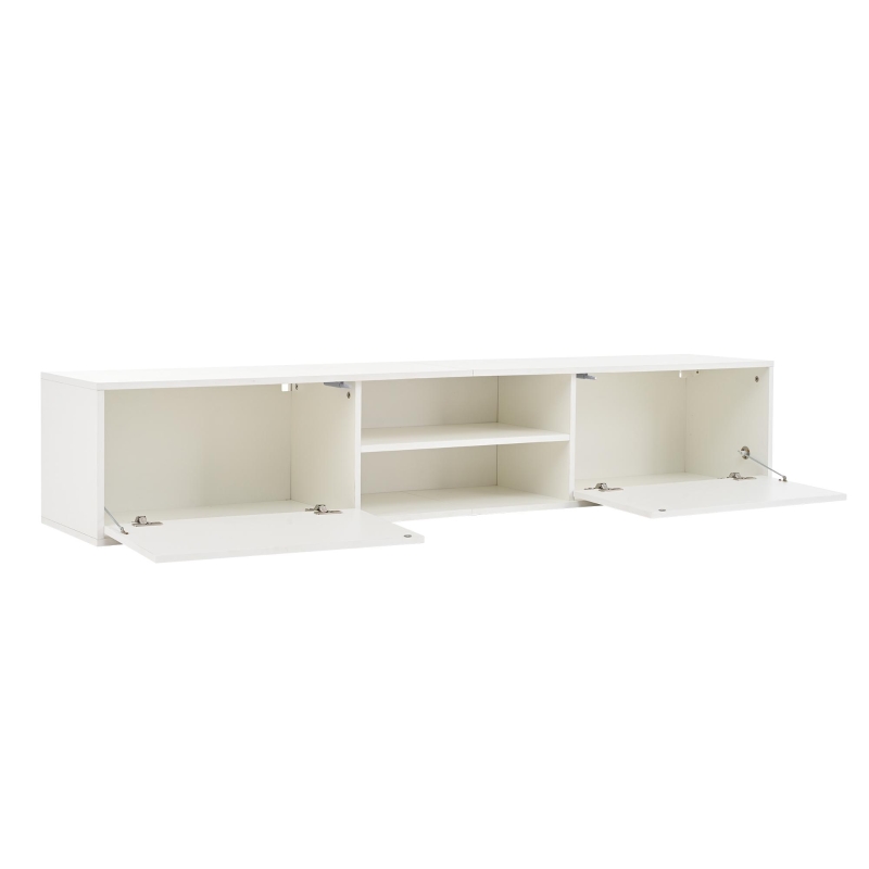 Stylish TV Wall Unit Set for TVs up to 80 Inches with Display Cabinets, Spacious Media TV Cabinet Set with 3 Doors, 71" L x 13.5" W x 48.5" H, White