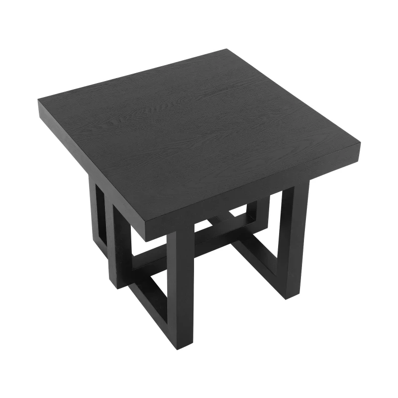 Solid Wood End Table with Non-Slip Feet and Compact Surface, Farmhouse Side Table for Small Spaces and Sofa Accent, 23.5'' L x 23.5'' W x 20.5'' H, Black