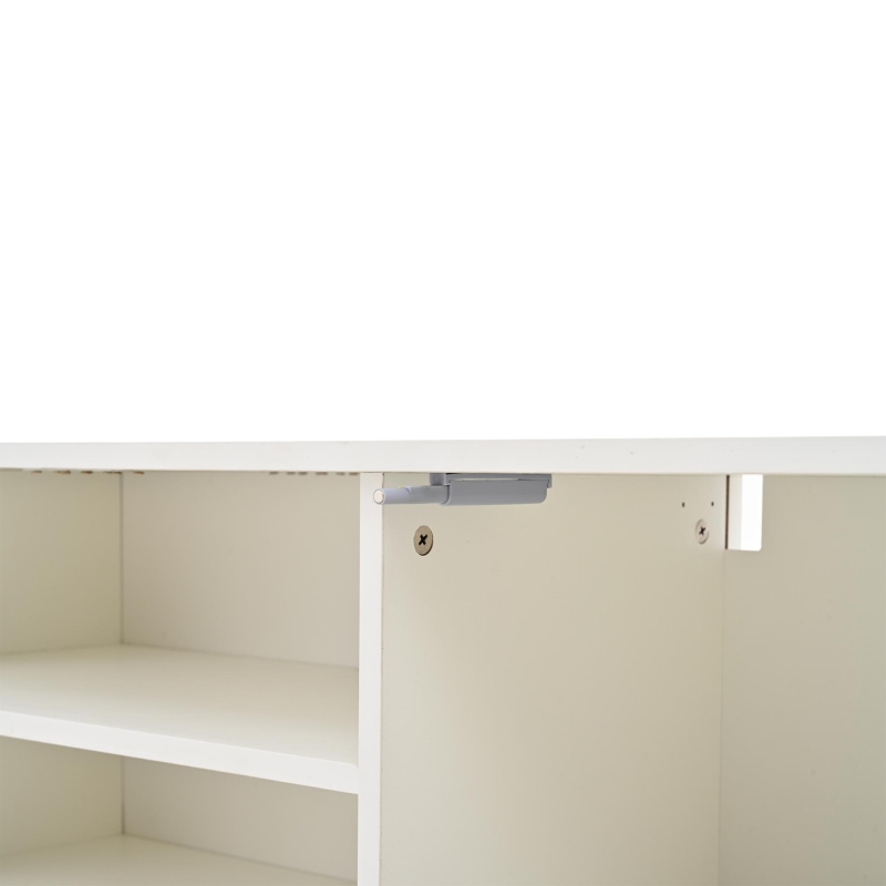Stylish TV Wall Unit Set for TVs up to 80 Inches with Display Cabinets, Spacious Media TV Cabinet Set with 3 Doors, 71" L x 13.5" W x 48.5" H, White