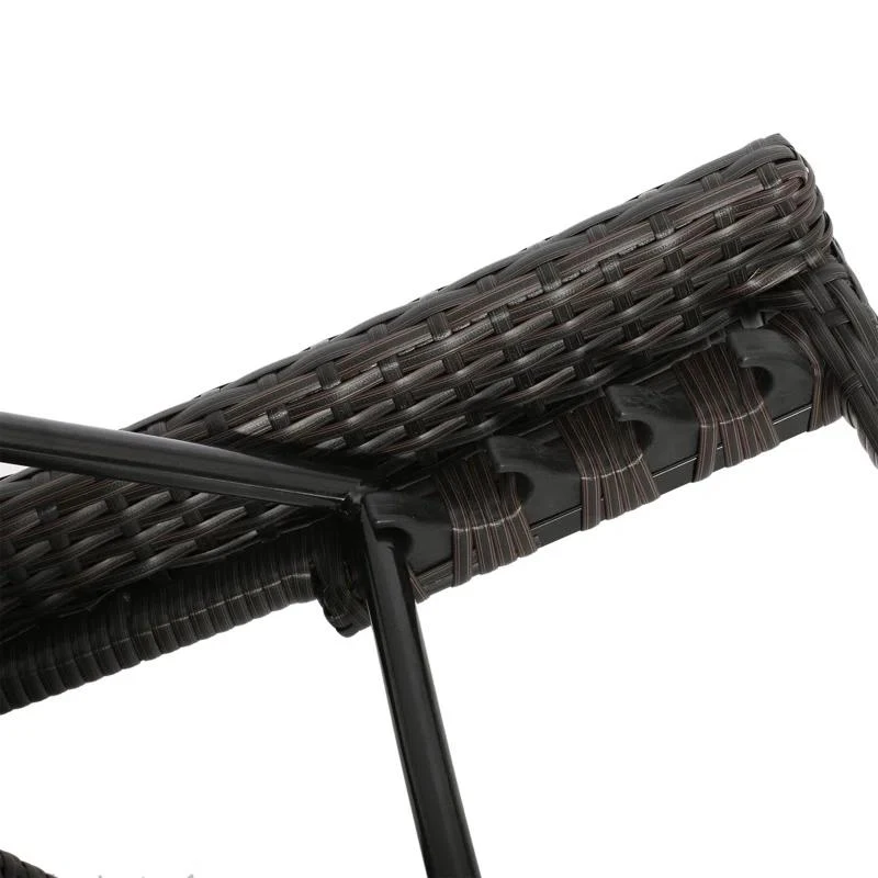 Set of 2 PE Rattan Chaise Lounge with Weather-Resistant Loungers, Adjustable Poolside Recliners with Folding Legs, 78.5'' L x 31'' W x 20.5'' H, Brown Multi
