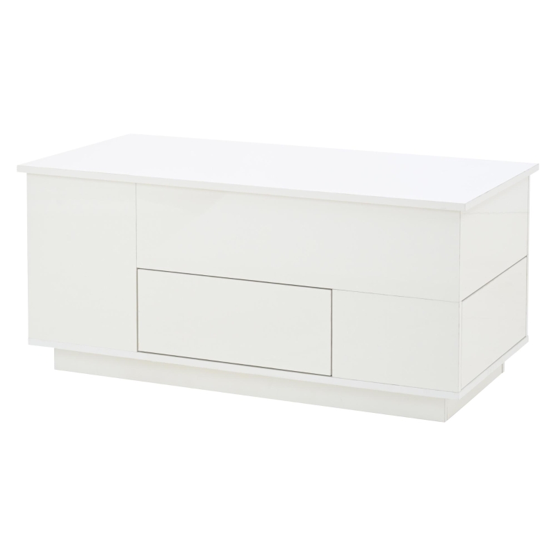 4-in-1 Coffee Table with Height-Adjustable Hydraulic Lift, Versatile Center Table with 2 Soft-Close Drawers, 39.5" L x 19.5" W x 23" H, White