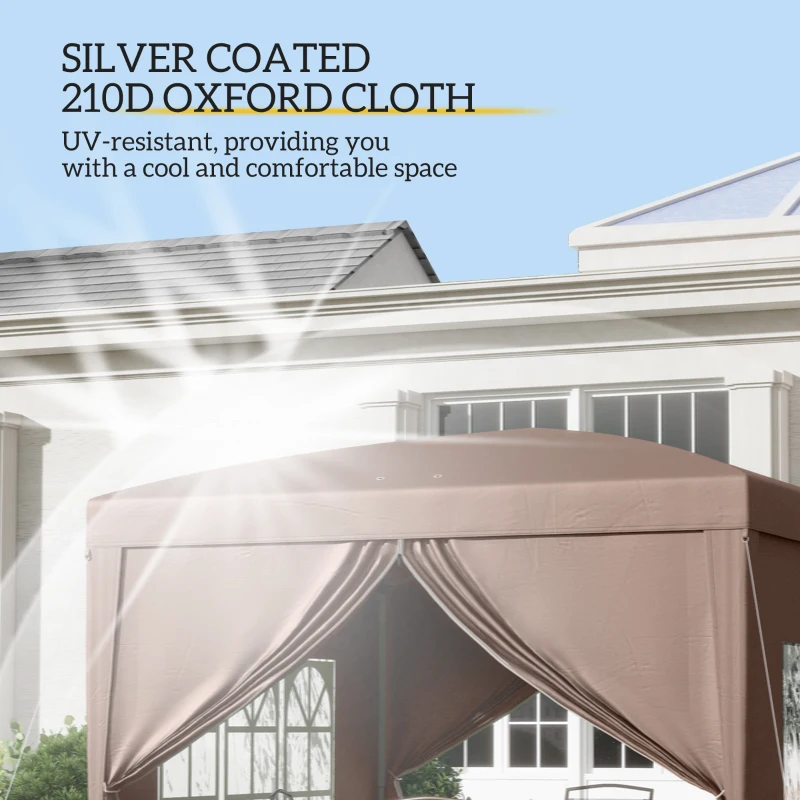 Outsunny 10'x10' Outdoor Pop Up Party Tent Wedding Gazebo Canopy with Carrying Bag (Coffee)