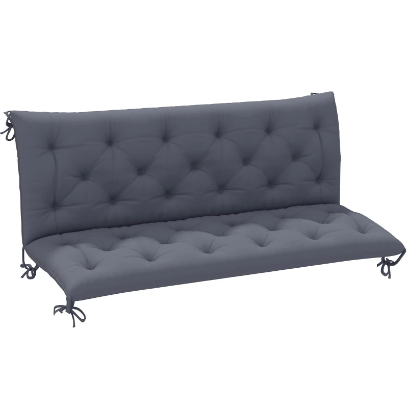 Outsunny 59" x 38" Tufted Bench Cushion for Outdoor Furniture, 3-Seater Replacement for Swing Chair, Patio Sofa/Couch, Dark Gray