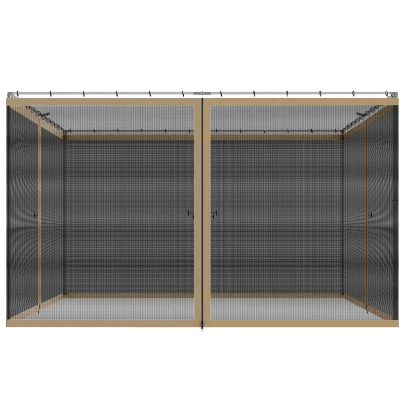 Outsunny Replacement Mosquito Netting for Gazebo 10' x 12' Black Screen Walls for Canopy with Zippers, Khaki