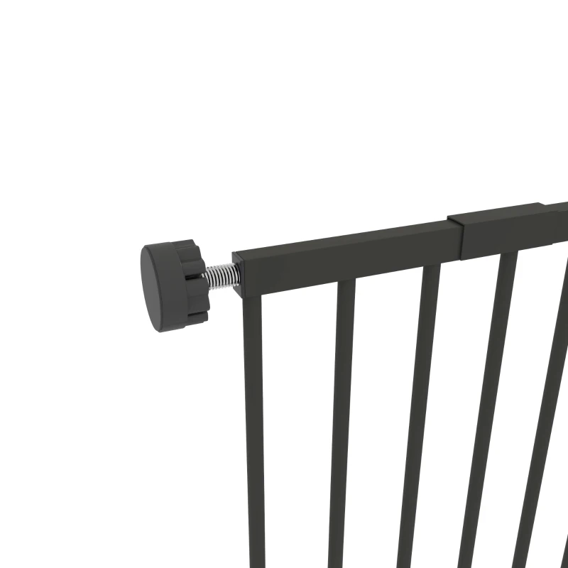 PawHut 29"-58" Wide Pet Gate with Door Dog Gate and Barrier Indoor for Stairs Includes 7", 8", 12" Extensions Kit, 30 Inch Tall Pressure-Mounted Safety Gate, Black