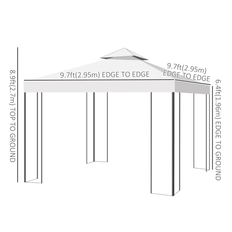Outsunny 10' x 10' Outdoor Garden Metal Gazebo Patio Canopy Marquee Patio Party Tent Canopy Shelter Vented Roof Decorative Frame, Cream