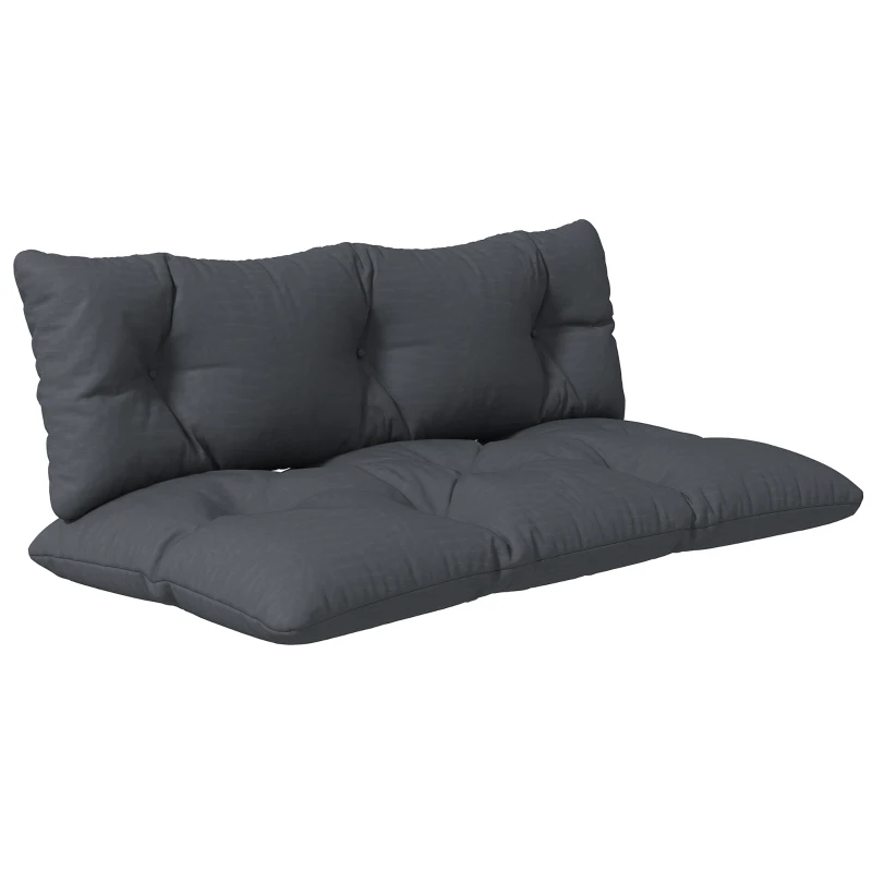 Outsunny 2 Seater 6" Thick Outdoor Seat Cushions with Back Cushion for Pallet, Loveseat Outdoor Furniture Cushions, Dark Grey