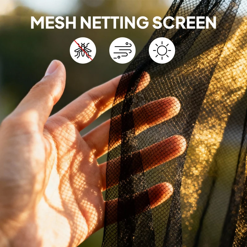 Outsunny Replacement Mosquito Netting for Gazebo 12' x 12' Black Screen Walls for Canopy with Zippers, Khaki
