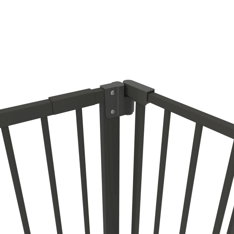 PawHut 29"-58" Wide Pet Gate with Door Dog Gate and Barrier Indoor for Stairs Includes 7", 8", 12" Extensions Kit, 30 Inch Tall Pressure-Mounted Safety Gate, Black