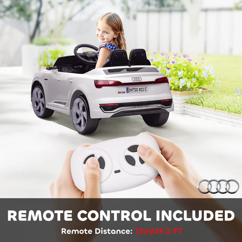 Qaba 12V Battery Powered Kids Electric Car, Audi Q8 etron Sportback Licensed Ride on Car w/ Remote Control, White