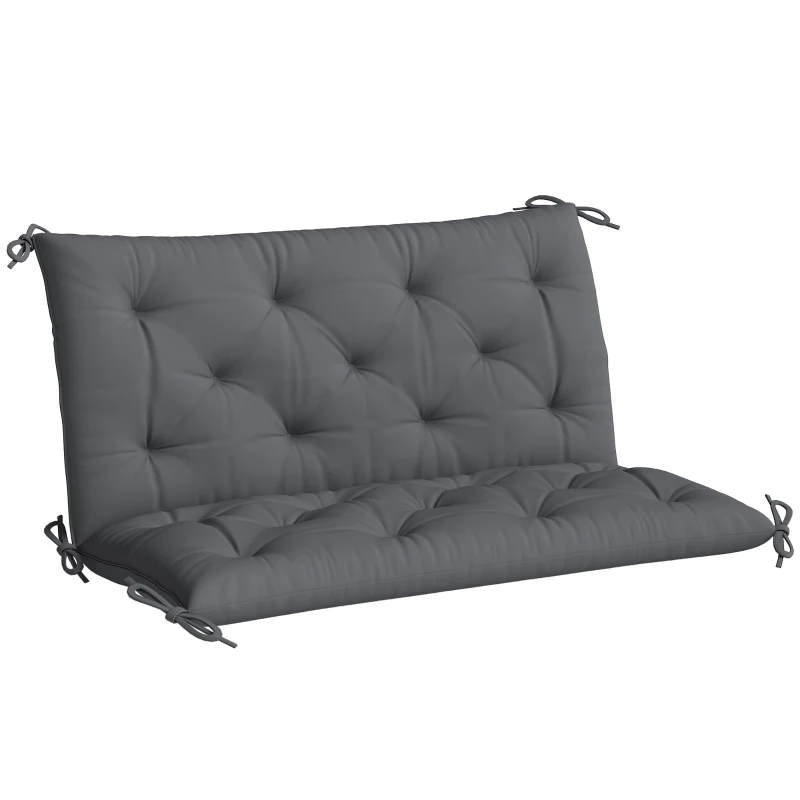 Outsunny Porch Swing Cushion Garden Bench Cushion with Backrest, Non-Slip 2-seater Soft Pad, Swing Chair Mat Replacement for Indoor and Outdoor, 39.4" x 38.6", Dark Grey