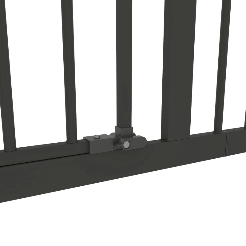 PawHut 29"-58" Wide Pet Gate with Door Dog Gate and Barrier Indoor for Stairs Includes 7", 8", 12" Extensions Kit, 30 Inch Tall Pressure-Mounted Safety Gate, Black