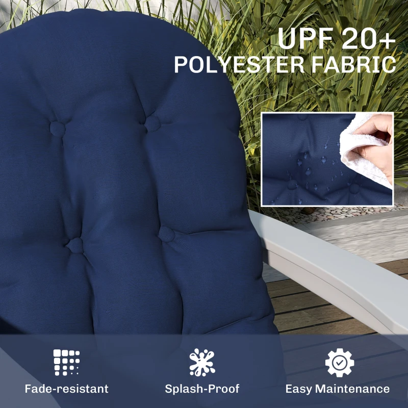 Outsunny Adirondack Chair Cushions Set of 2 with Ties, Navy Blue