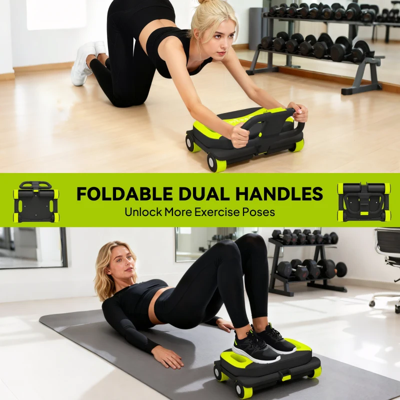 Soozier Ab Wheel Roller, Automatic Rebound Abdominal Wheel, Core Training Equipment with Phone Holder and Foldable Handle