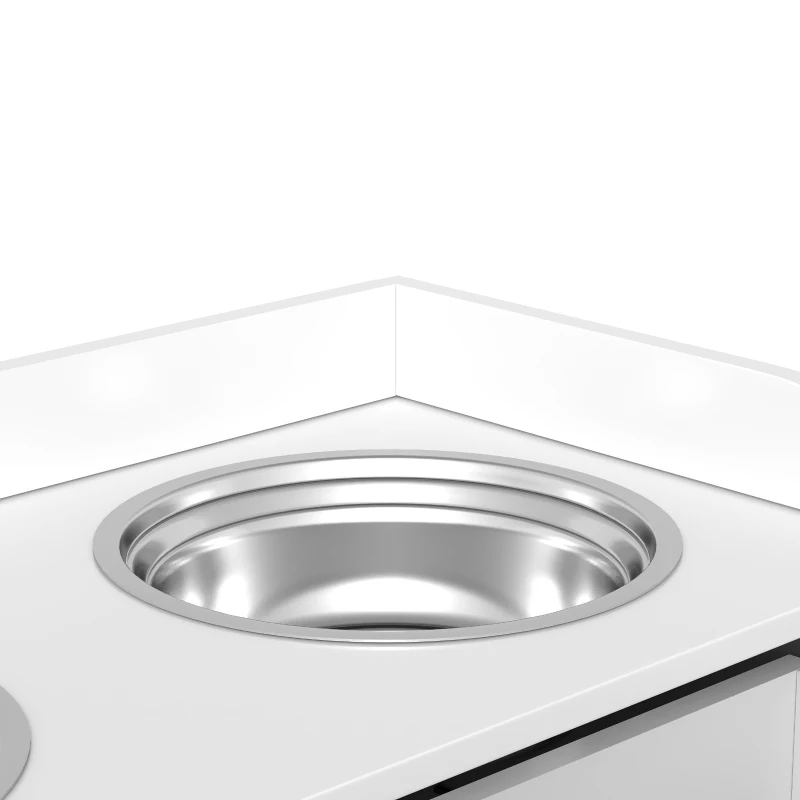 PawHut Elevated Dog Bowls Raised Pet Feeding Station with Storage 2 Stainless Steel Bowls, 23.6"x11.8" x14.2", Grey