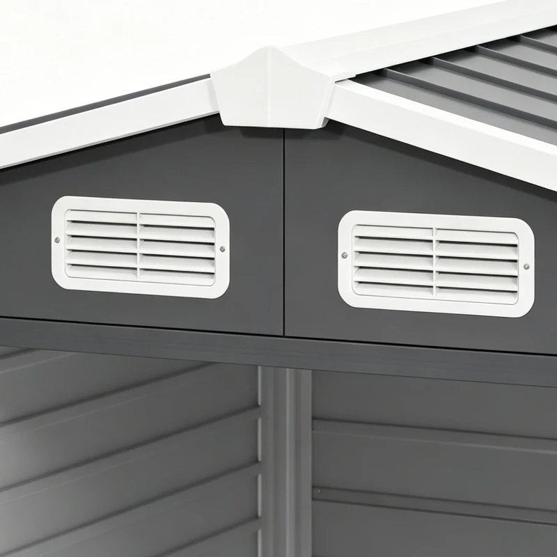 Outsunny 7' x 4' Outdoor Storage Shed, Metal Garden Shed with Lockable Doors and Gloves for Backyard, Garden, Patio, Dark Grey