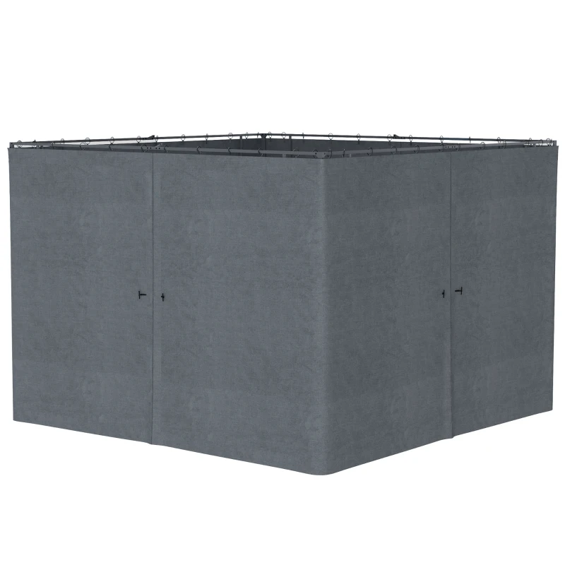 Outsunny Gazebo Curtains, 10' x 10' Universal Replacement Privacy Curtain, 4-Panels Sidewall with Hooks/C-Rings, Slate Grey