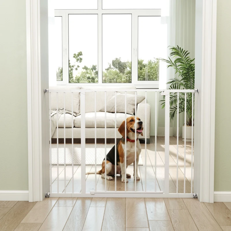 PawHut Pressure Fit Dog Gate Pet Barrier for stairs doorway, 29.9''- 42.1'' Width White