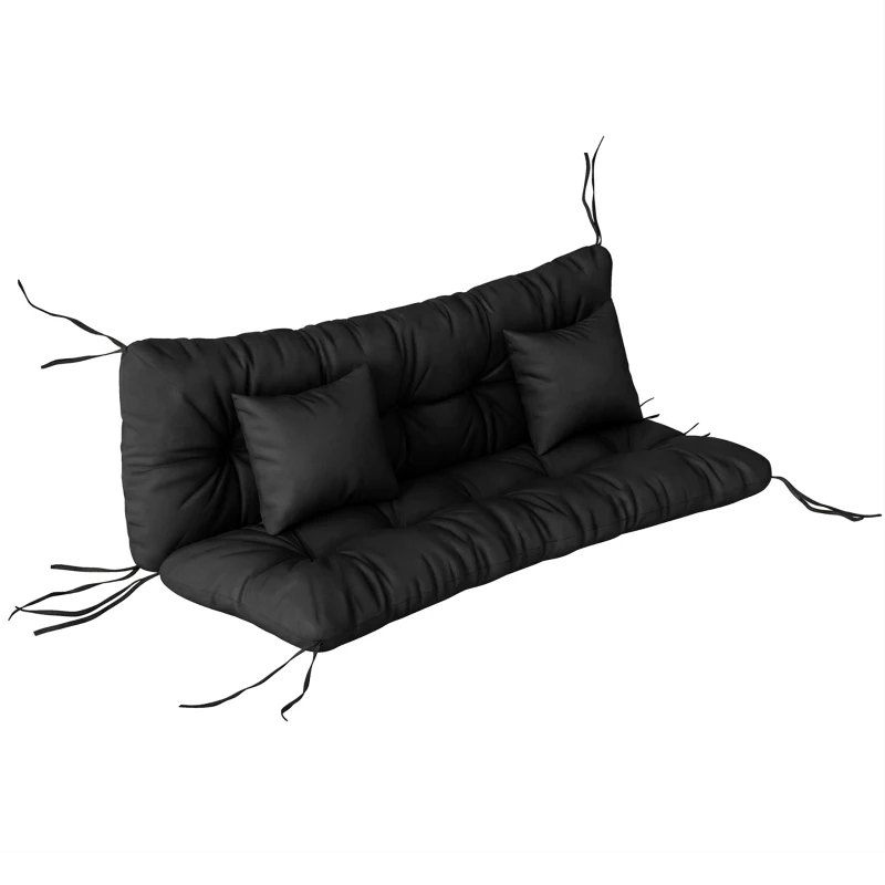 Outsunny 4-Piece Back and Seat Cushion Pillows Replacement and Pillows, Patio Chair Cushions Set with Ties, Black