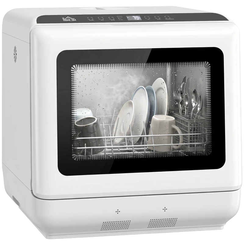HOMCOM Countertop Dishwasher, Portable Mini Dishwasher with 1.6 Gal Built-in Water Tank, 5 Washing Programs, Air-Dry Function