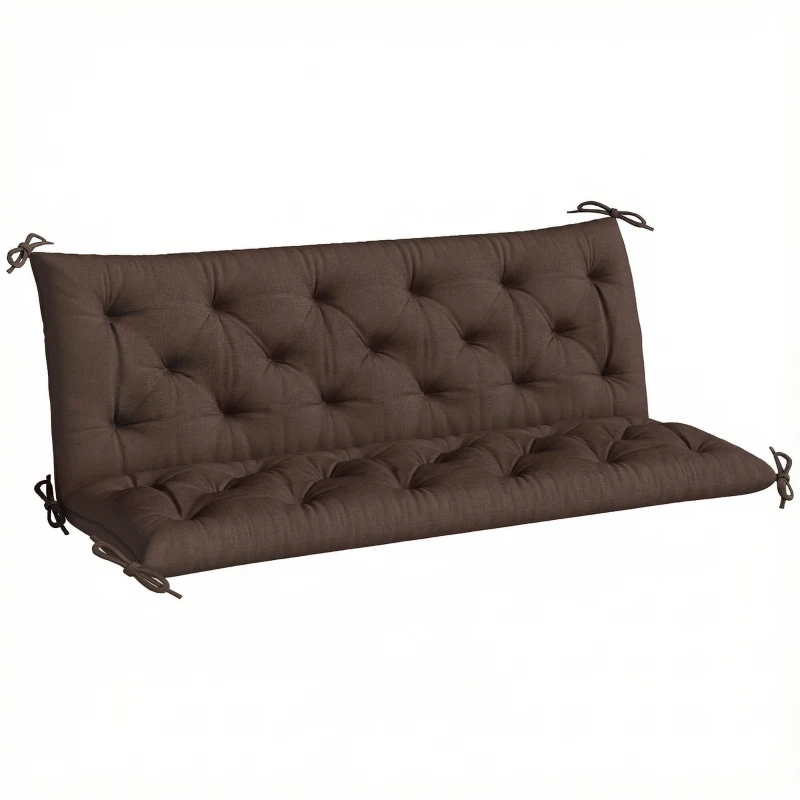Outsunny 3-Seater Outdoor Bench Swing Chair Replacement Cushions for Patio Garden, Coffee