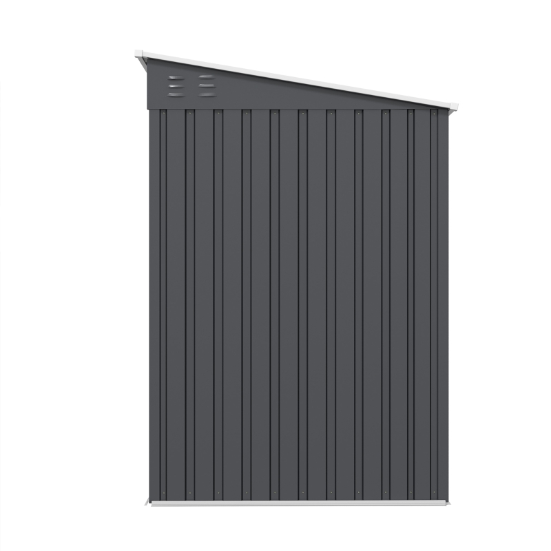 Outsunny 6.5x4FT Galvanised Metal Shed with Foundation Kit, Lockable Garden Tool Storage House with Sliding Doors, Vents, Grey