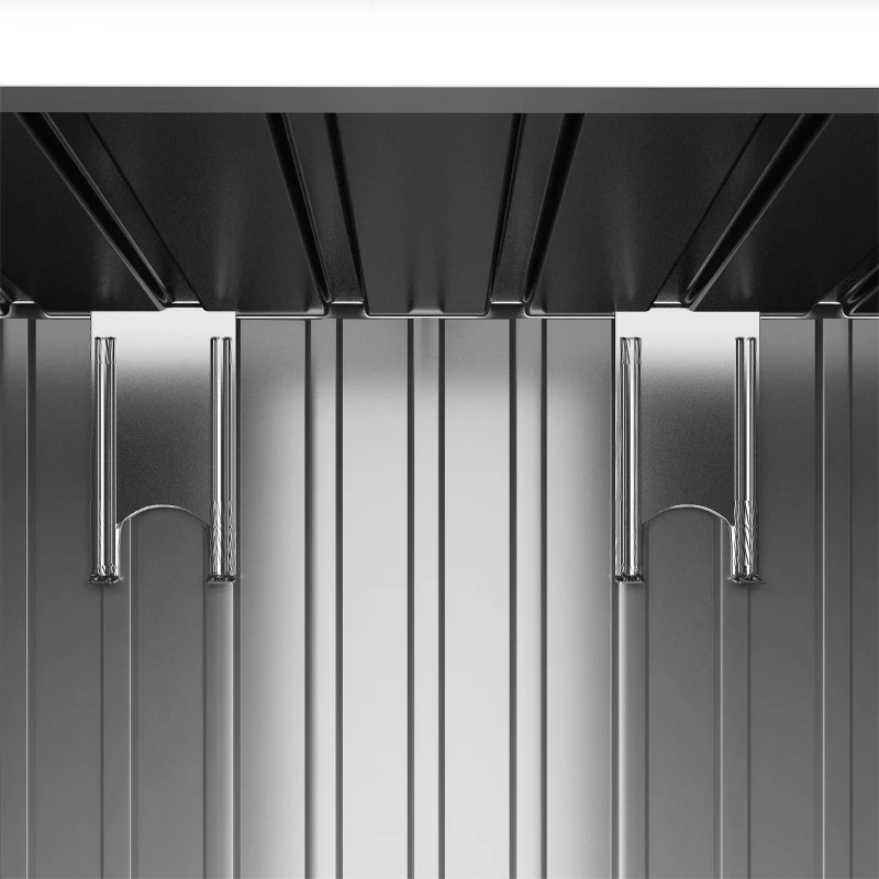 Outsunny 6.5x4FT Galvanised Metal Shed with Foundation Kit, Lockable Garden Tool Storage House with Sliding Doors, Vents, Grey
