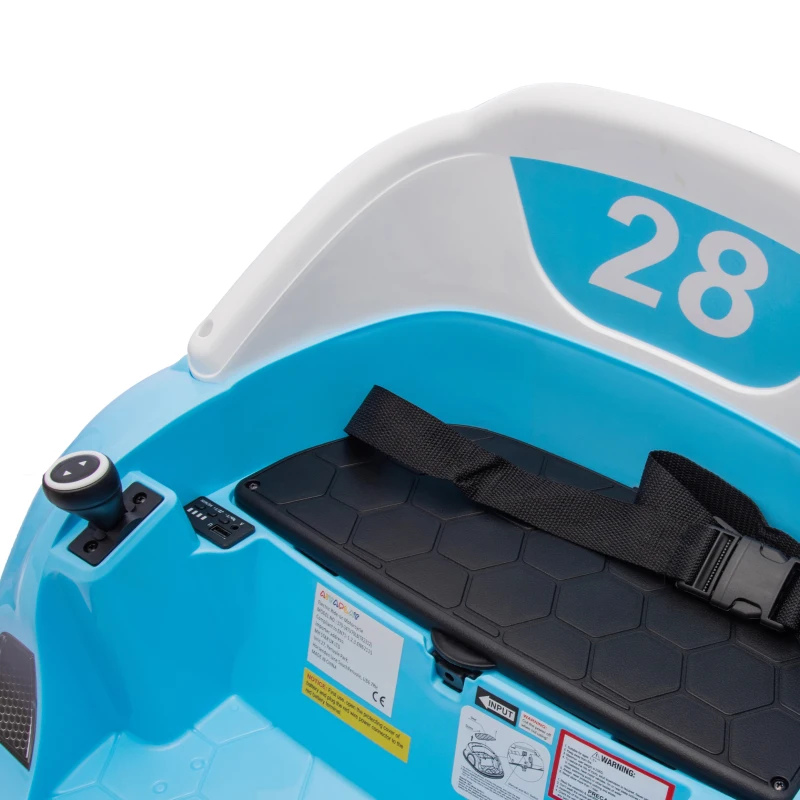 Qaba 12V Bumper Car for Toddlers, Ride On Car with 360 Degree Remote Control, Lights Music Horn, for 1.5-5 Years, Light Blue