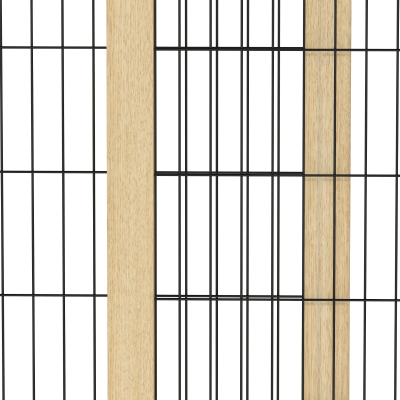 PawHut 41"-71" Wooden Freestanding Pet Gate with Support Feet, for Small Medium Dogs, Natural