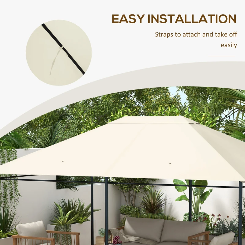 Outsunny 10' x 13' Gazebo Replacement Canopy Cover, Gazebo Roof Replacement (TOP COVER ONLY), Cream White