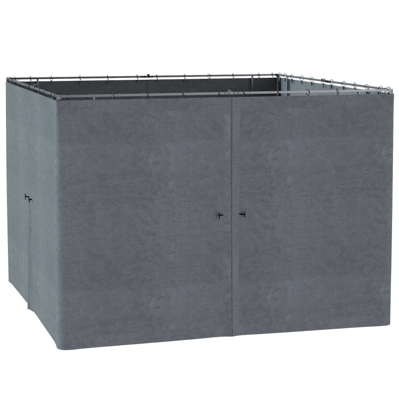 Outsunny Gazebo Curtains, 10' x 10' Universal Replacement Privacy Curtain, 4-Panels Sidewall with Hooks/C-Rings, Slate Grey