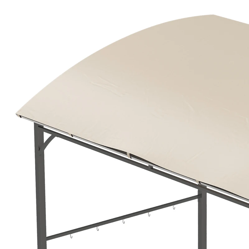 Outsunny 7' x 5' BBQ Grill Gazebo Tent, Garden Grill Canopy with Steel Frame and Hooks, Outdoor Sun Shade, Beige