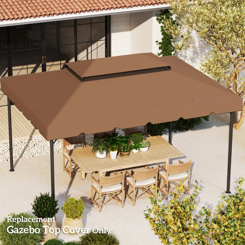 Outsunny 13' x 10' Gazebo Replacement Canopy, Gazebo Top Cover with Double Vented Roof for Garden Patio(TOP ONLY), Coffee