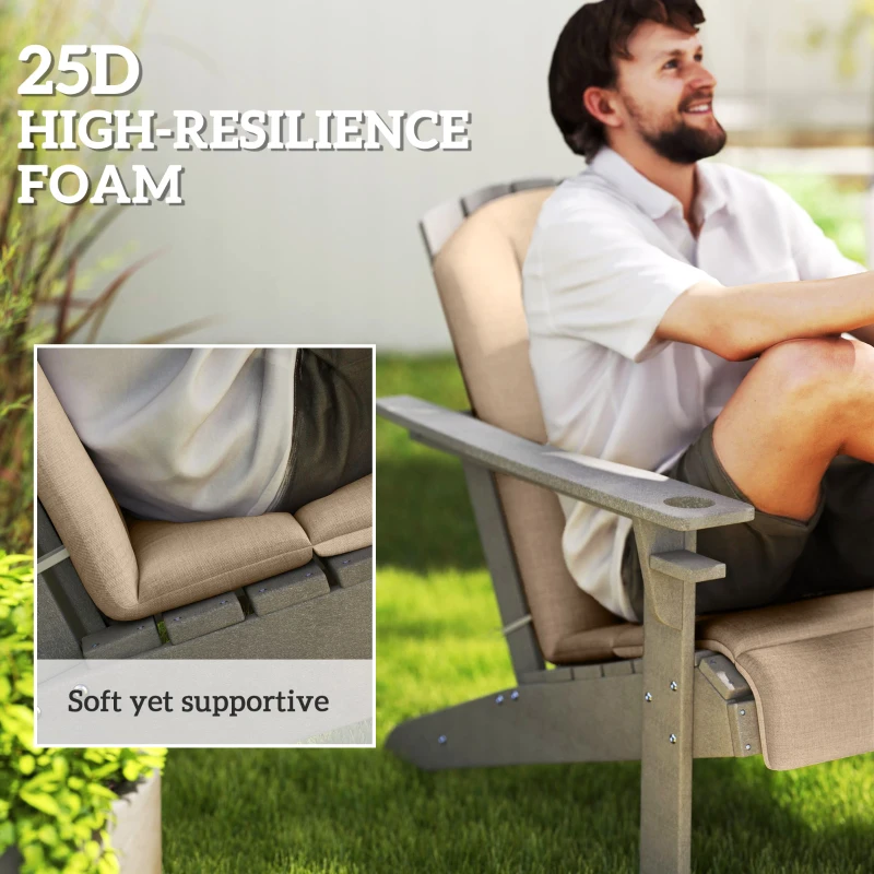 Outsunny Set of 4 Patio Chair Cushions, High Back Adirondack Chair Cushion with Ties, High-Density Foam, Beige