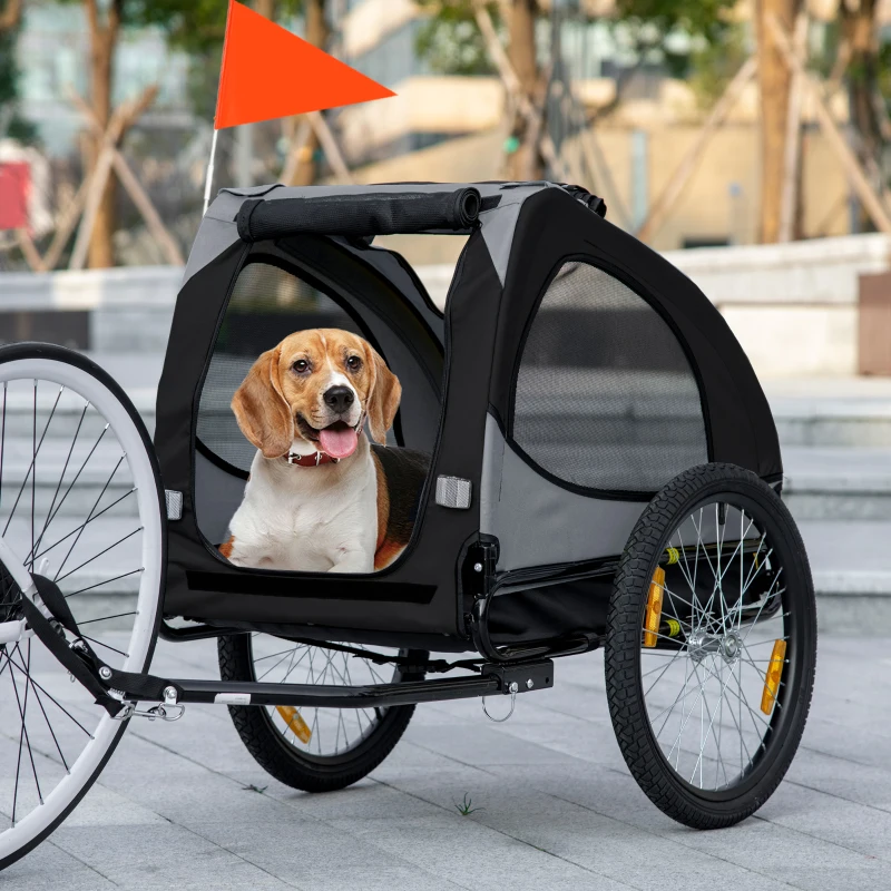 Aosom Dog Bike Trailer, Pet Stroller with Wheels for Medium Dogs, Black